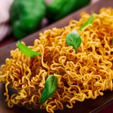 Crispy ramen chips make for a delicious savory snack food.