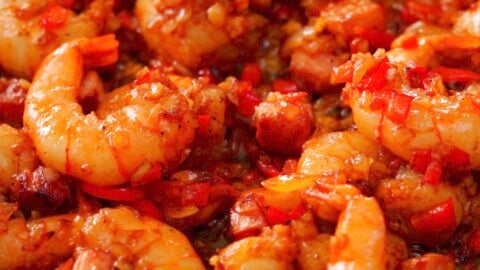 Smoky Cajun-style shrimp.