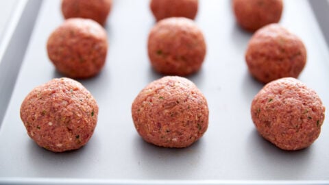 Shape the meatballs into spheres.