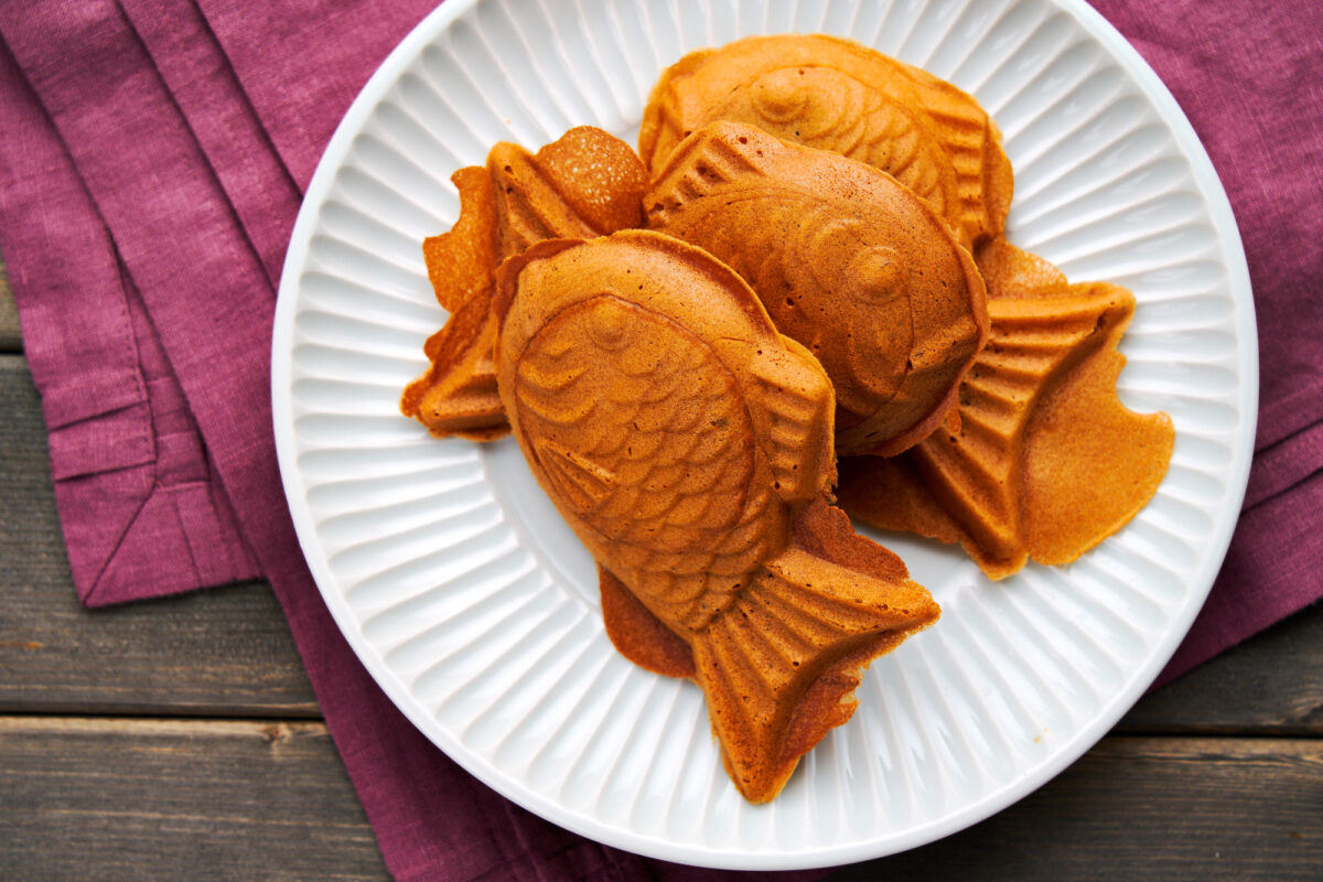 Plateful of homemade Japanese taiyaki, a traditional sweet treat.