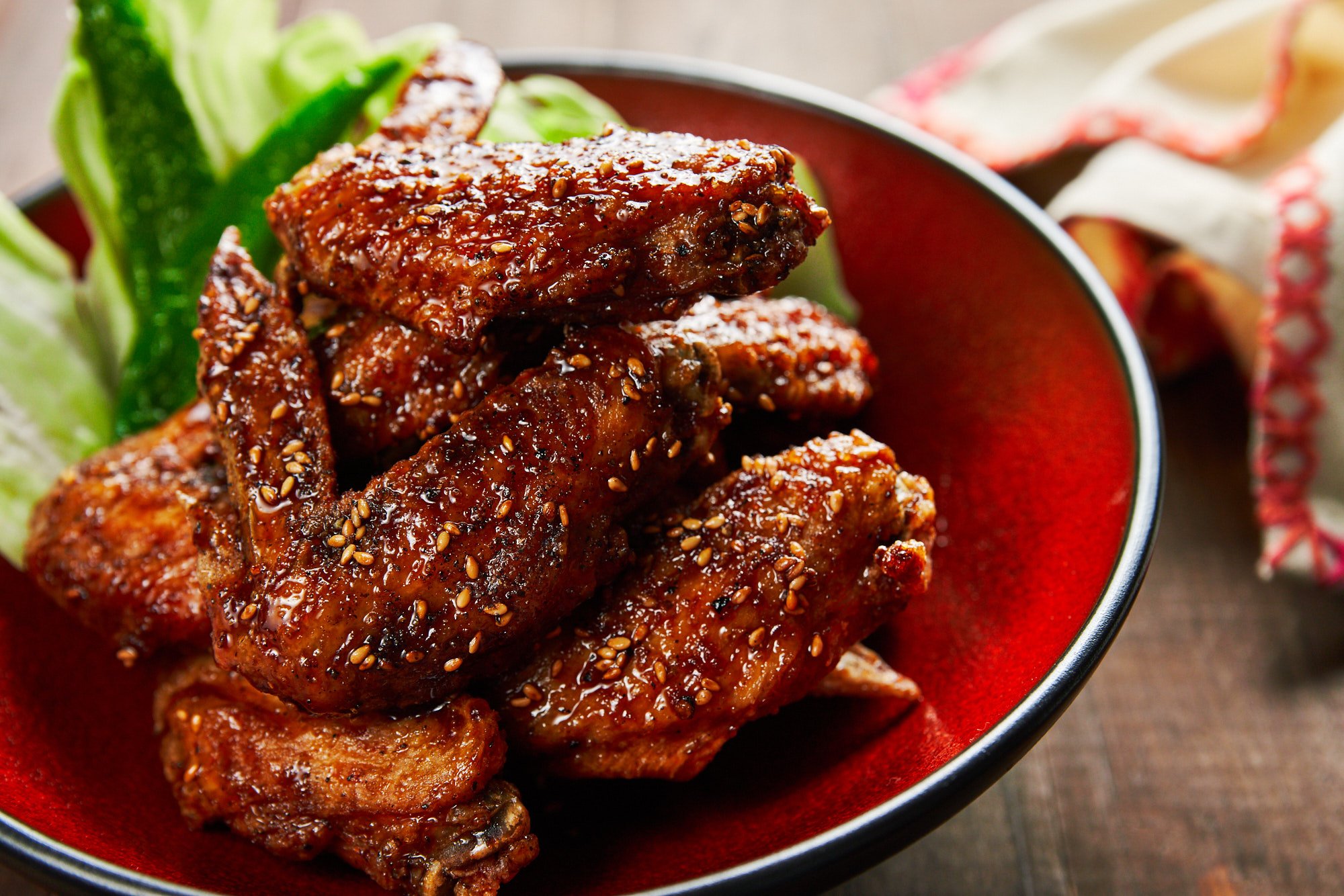 Ultra-crisp tebasaki chicken wings are the perfect game-day snack with their garlicky sweet and savory glaze that's loaded with black pepper.