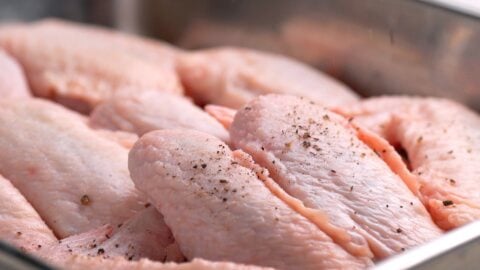 Salt and black pepper on chicken wings.