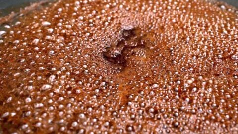 Tebasaki sauce boiling.