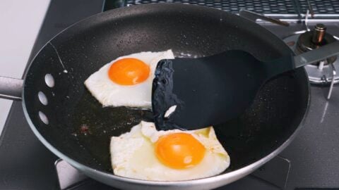 Fry the eggs for the sandwich over-easy