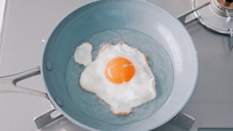 Thai-style crispy fried egg for topping Basil Chicken.