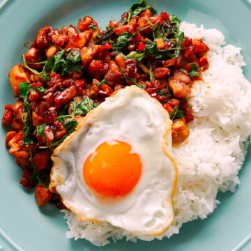 Basil Chicken or Pad Kraprow Gai is one of those easy, rewarding meals that come together in minutes, and yet it's brimming with flavor.