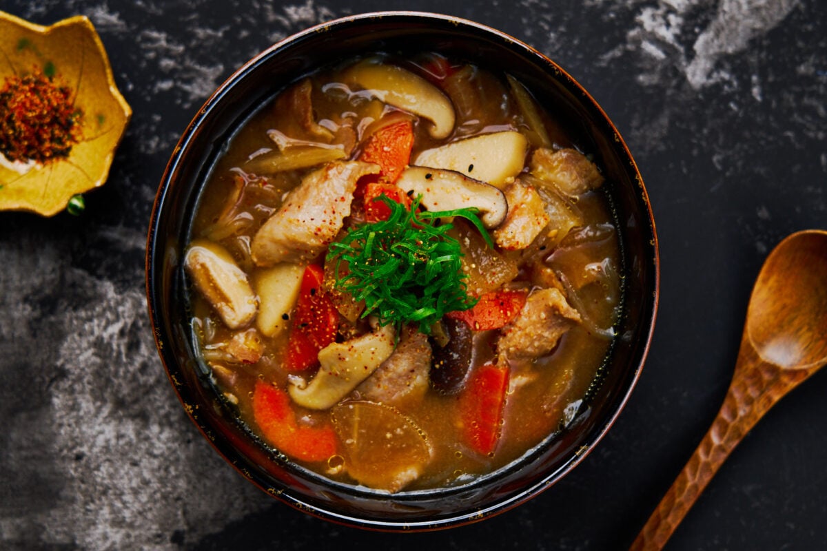 Tonjiru is a simple Japanese soup/stew loaded with tender pork and vegetables in a savory miso broth. It's so easy and satisfying; it's a favorite in homes around Japan in winter.