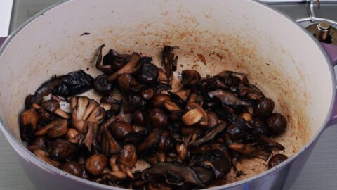 Sauteed mushrooms for vegan Japanese Curry.