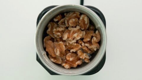 Walnuts in spice grinder.