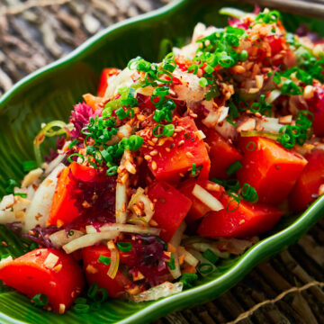 Vegan-friendly poke made from tender carrots, sweet onions, limu and inamona.