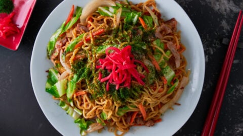 One of the most popular steet foods in Japan, Yakisoba is an easy delicious stir-fry that comes together in minutes.